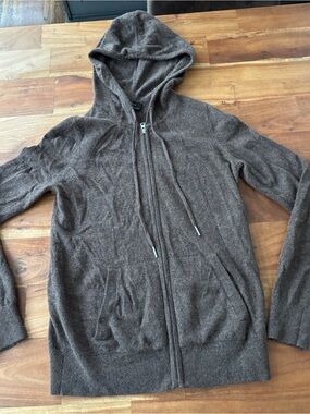 Quince Brown Mongolian Cashmere Zip Hoodie - Size XS
